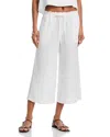 Bella Dahl Ruffle Waist Wide Leg Cropped Linen Pants In Red