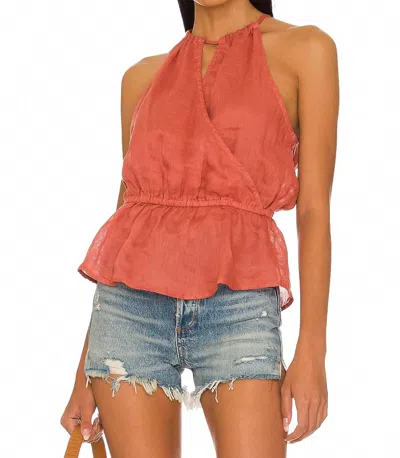 Bella Dahl Cross Front Halter Top In Mojave Red In Orange