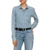 Bella Dahl Crystal Accent Denim Snap-up Shirt In Blue