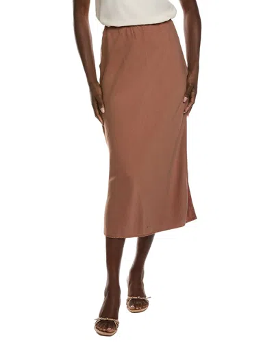 Bella Dahl Dnu  Side Slit Linen-blend Bias Skirt In Brown
