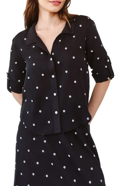 Bella Dahl Dot Button-up Camp Shirt In Black