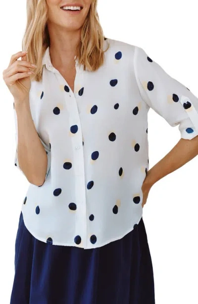 Bella Dahl Dot Split Back Button-up Shirt In White