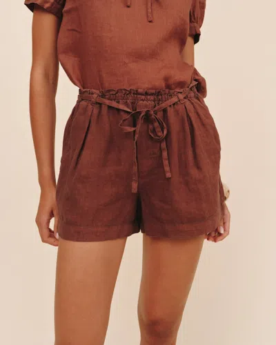 Bella Dahl Double Pleat Tie Short In Brown