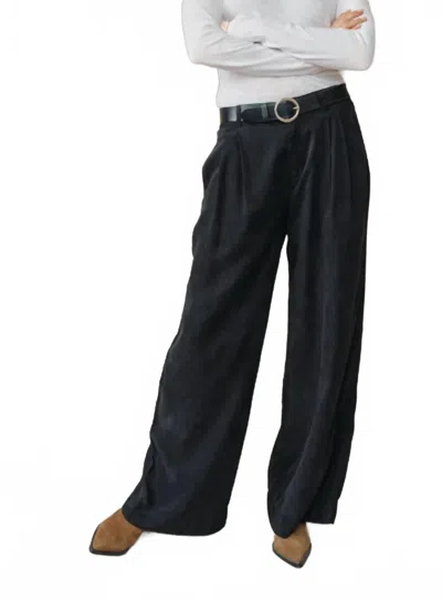 Bella Dahl Double Pleated Wide Leg High Waist Pants In Black