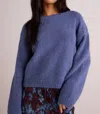 Bella Dahl Drop Shoulder Fuzzy Chenille Sweater In Nordic Blue In Multi
