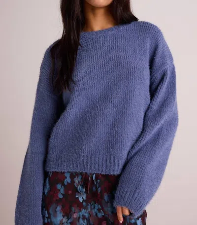 Bella Dahl Drop Shoulder Fuzzy Chenille Sweater In Nordic Blue In Multi