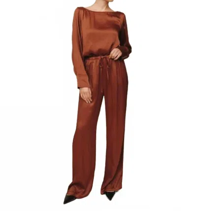 Bella Dahl Easy Pleated Wide Leg Pants In Molten Bronze In Brown