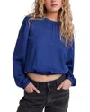 Bella Dahl Elastic Shirred Top In Blue