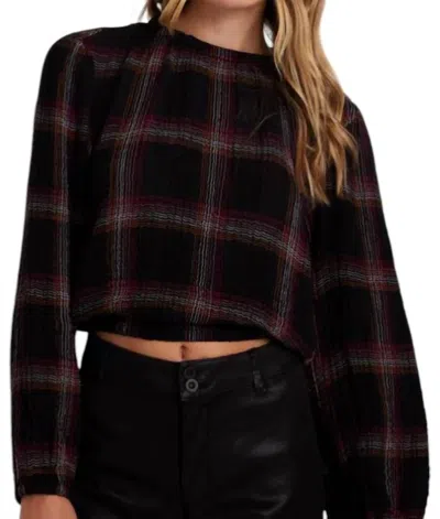 Bella Dahl Elastic Shirred Top In Autumn Sunset Plaid In Multi