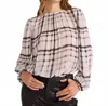 Bella Dahl Elastic Shirred Top In Brushed Plaid Print In Multi
