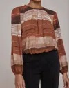 Bella Dahl Elastic Shirred Top In Rust Stripes Print In Multi