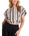 Bella Dahl Elastic Waist Linen-blend Blouse In Neutral