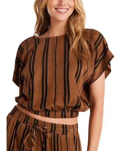 BELLA DAHL ELASTIC WAIST LINEN-BLEND BLOUSE