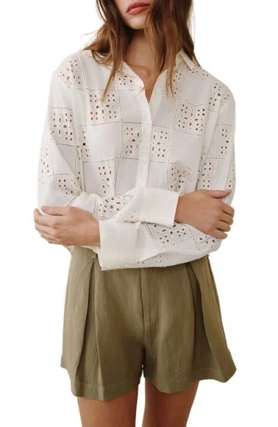 Bella Dahl Embroidered Eyelet Button-up Shirt In Multi