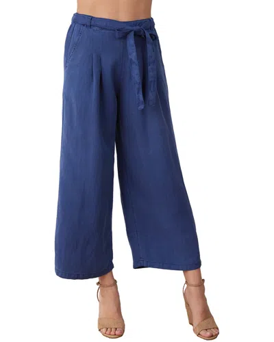 Bella Dahl Emma Wide Leg Linen-blend Crop Pant In Blue