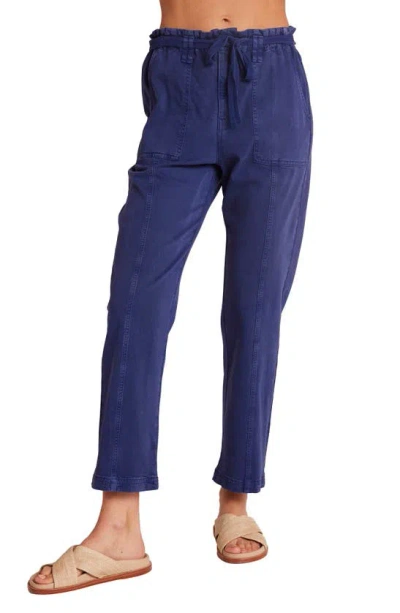 Bella Dahl Evi Ruffle Tie Belt Paperbag Waist Pants In Tropical Navy