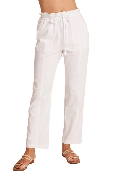 Bella Dahl Evi Ruffle Tie Belt Paperbag Waist Pants In White