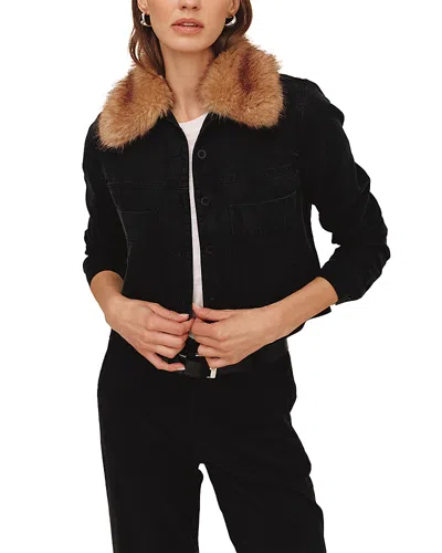Bella Dahl Faux Fur Collar Jacket In Black
