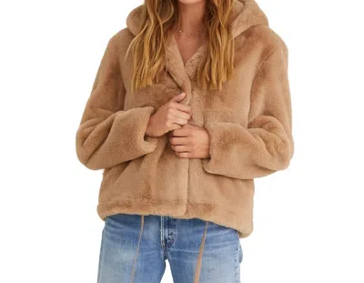 Bella Dahl Faux Fur Hooded Jacket In Faux Fur Honey In Multi