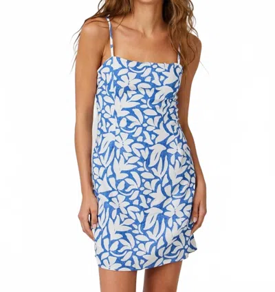 Bella Dahl Fitted Cami Mini Dress In Stamped Floral Print In Blue
