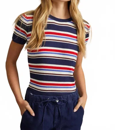 Bella Dahl Fitted Crew Tee In Seaside Stripe In Multi