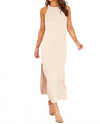 Bella Dahl Fitted Halter Midi Dress In Khaki Stone