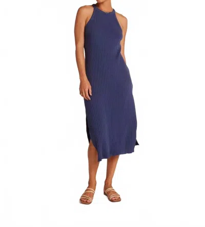 Bella Dahl Fitted Halter Midi Dress In Nautical Navy