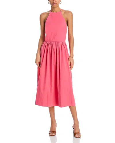 Bella Dahl Fitted Midi Halter Dress In Hibiscus Pink