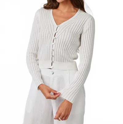 Bella Dahl Fitted V-neck Cardigan In White In Animal Print