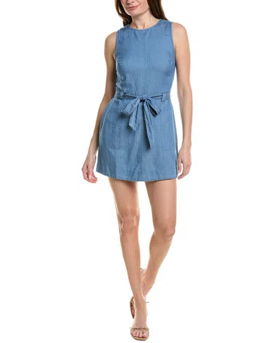Bella Dahl Fitted Zip Back Linen-blend Dress In Blue
