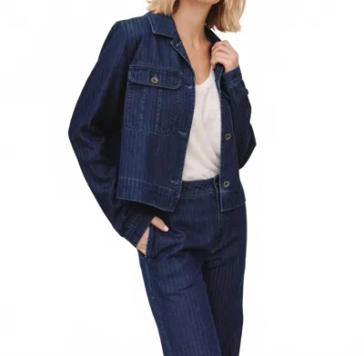 Bella Dahl Flap Pocket Utility Jacket In Herringbone Wash In Blue