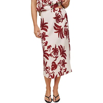 Bella Dahl Floral Linen Blend Midi Skirt In Multi