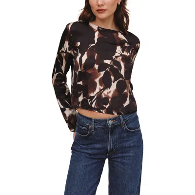 Bella Dahl Floral Printed Long Sleeve Top In Black