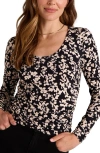 Bella Dahl Floral Side Ruched Knit Top In Ditsy Floral Print In Ditsy Floral Print