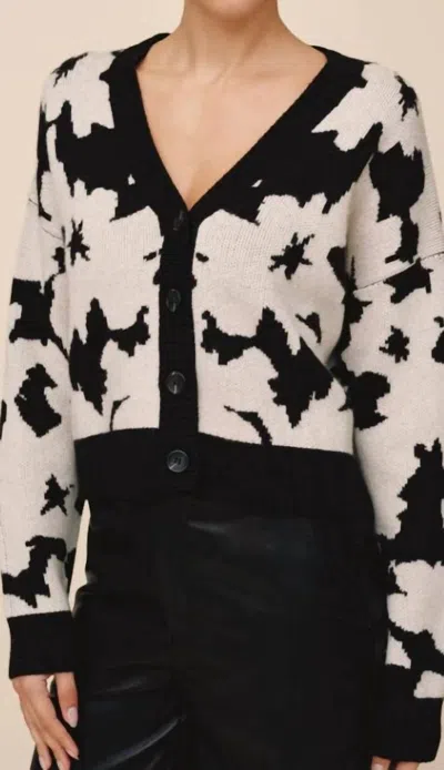 Bella Dahl Floral V Neck Cardigan In Black