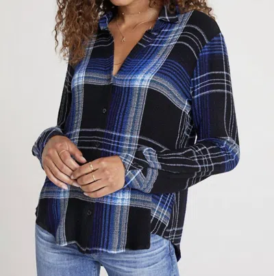 Bella Dahl Flowy Button Down Cobalt Plaid In Blue
