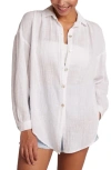 BELLA DAHL FLOWY COTTON BLEND BUTTON-UP SHIRT