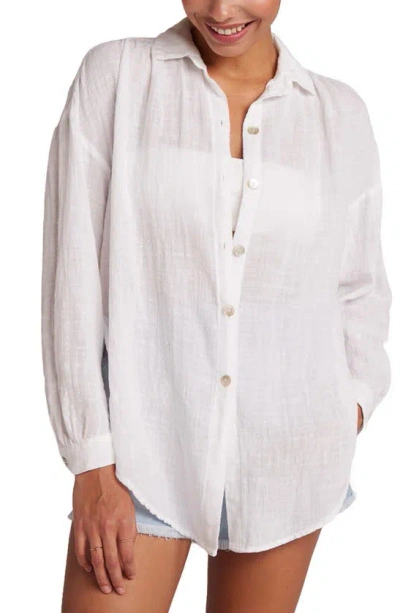 Bella Dahl Flowy Cotton Blend Button-up Shirt In White