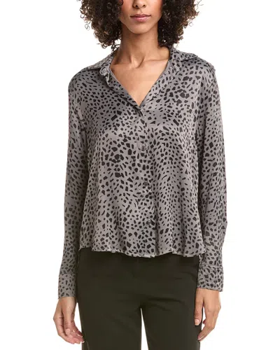 Bella Dahl Flowy Hem Button Down Shirt In Gray