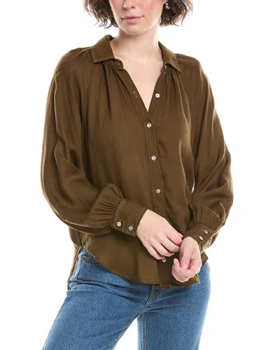 Bella Dahl Flowy Raglan Button-up Shirt In Animal Print