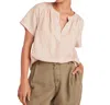 Bella Dahl Flowy Short Sleeve Pullover Top In Summer Khaki In Multi