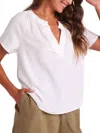 Bella Dahl Flowy Short Sleeve Pullover Top In White In White