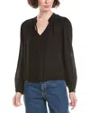 Bella Dahl Raglan Sleeve Button-up Top In Black