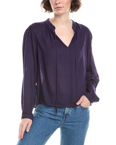 Bella Dahl Flowy Tie Neck Blouse In Purple