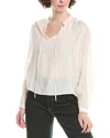 Bella Dahl Flowy Tie Neck Blouse In White