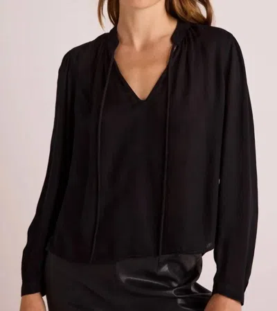 Bella Dahl Flowy Tie Neck Pullover Top In Black