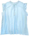 Bella Dahl Flutter Sleeve Linen-blend Tank In Blue