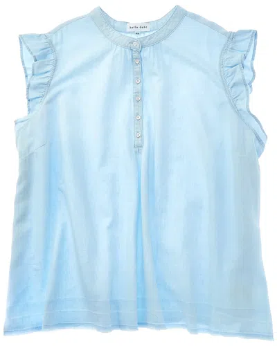 Bella Dahl Flutter Sleeve Linen-blend Tank In Blue