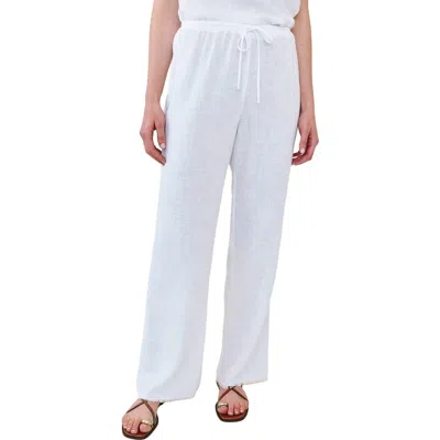 Bella Dahl Fray Hem Drawstring Beach Pants In White