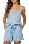 Bella Dahl Frayed Chambray Camisole In Coastal Spray Wash